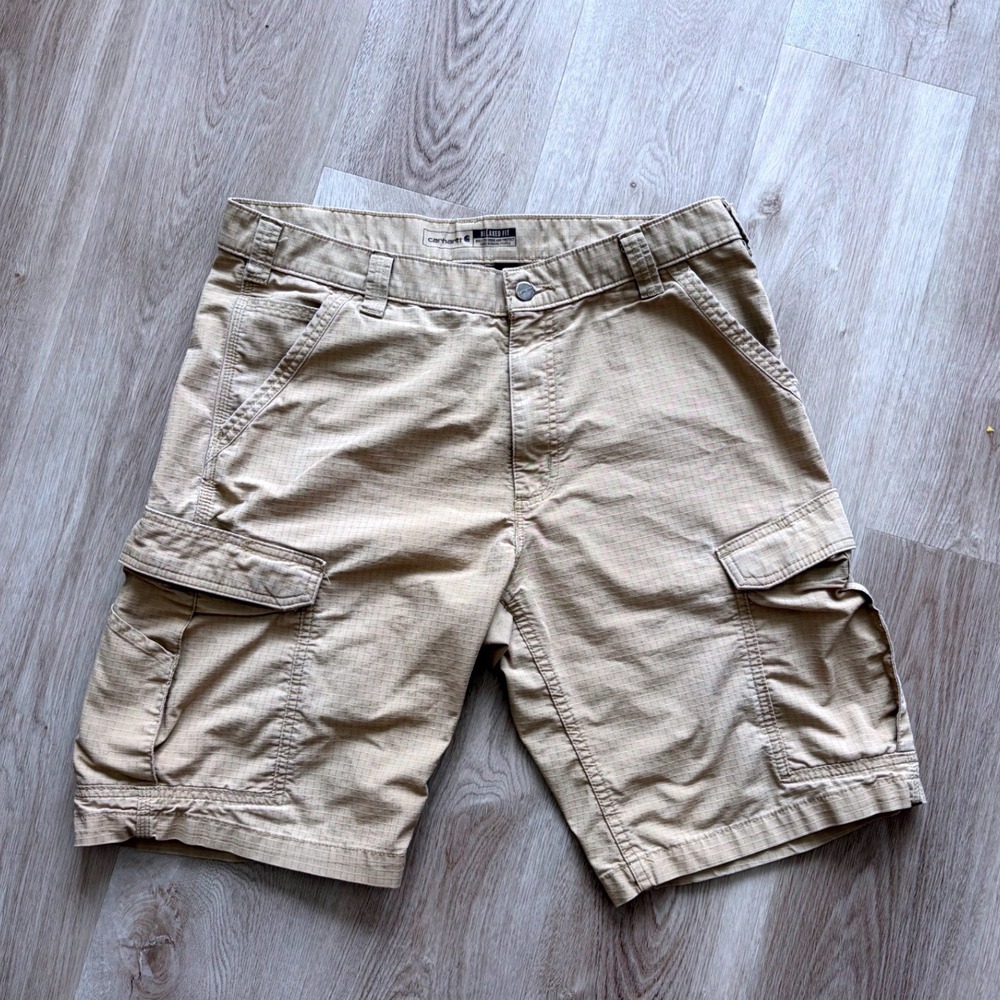 Carhartt Force Relaxed Fit Ripstop Cargo Work Shorts Tan Mens 36 Outdoor Camping